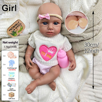 Poupée Reborn en silicone de 12 pouces, réaliste au toucher doux, avec des caractéristiques de nouveau-né réalistes, yeux peints à la main, poupées LouLou