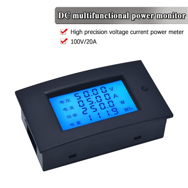 DC Voltmeter Ammeter Power Energy Digital Voltage Current Meter LCD 4 inch DC 7.5-100V 20A 50A 100A with Shunt