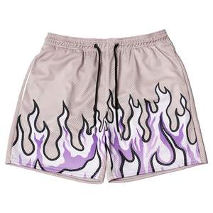 Flame Graphic <b>Print</b> <b>Mesh</b> Athletic Shorts for Running Basketball Casual Workout-Sport Style Gym Sweatpants - Product Image 3
