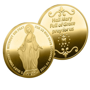 Moneda Conmemorativa de Metal Dorado Personalizada con <span class=keywords><strong>Imagen</strong></span> de la Virgen María, Recuerdo de Cultura Religiosa, Colección Relacionada con la Fe - Product Image 1