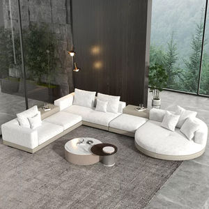 الأكثر مبيعًا أريكة فيلا إيطالية حديثة من الكتان مريحة فاخرة قابلة للاسترخاء على شكل حرف L مجموعة مخملية - Product Image 2