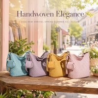 Gepersonaliseerde dames tas van hoge kwaliteit, retro schoudertas voor dames, grote capaciteit, PU handgeweven emmertjestas, crossbody