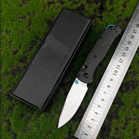 Couteau de survie pliable BM 535 EDC en fibre de carbone noire avec lame en acier S35V, manche blanc, pour la chasse, le camping, les pique-niques et la randonnée