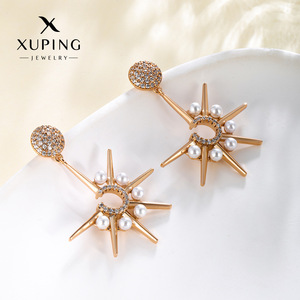 Colección de Aretes XUPING al por Mayor, Aretes de Perlas y Circonitas Cúbicas con Baño de Oro, Joyería Moderna y Llamativa para Mujer - Product Image 1