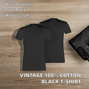 Camiseta Vintage al por Mayor para Adultos, 180 Gramos, 100% Algodón, Diseño Liso, Talla Grande, Negra, Paquete de 2, Manga Corta - Product Image 2