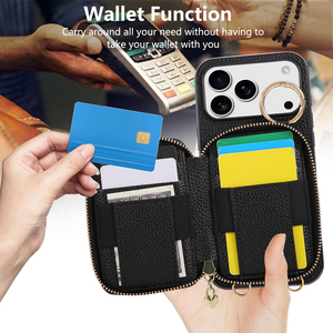 Portefeuille de luxe en cuir motif téléphone portable pour <span class=keywords><strong>iphone</strong></span> 17promax 16 15/14/13 sac à cartes lanière à bandoulière - Product Image 4