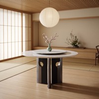 Ensemble de table à manger de luxe moderne pour hôtel, table haute en marbre blanc, table en pierre naturelle, mobilier de maison, table à manger ronde en marbre