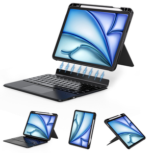 เคสแยกส่วนอัจฉริยะรุ่นใหม่สำหรับ iPad Air 10.9 นิ้ว/11 นิ้ว และ Pro 11 นิ้ว พร้อมช่องใส่ดินสอ คีย์บอร์ดไร้สายแบบสัมผัสพร้อมไฟ RGB 7 สี - Product Image 3