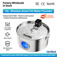 Fontaine à eau pour animaux de compagnie en acier inoxydable 304, 12 L, capteur intelligent, distributeur d'eau automatique pour chiens et chats, 3 modes, grande capacité, vente en gros