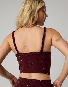 Débardeur personnalisé grande taille réversible à séchage rapide, motif à pois, avec bordure à volants, et short de fitness et de yoga effet seconde peau froncé aux fesses - Product Image 2