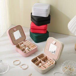 Wholesale Pu <b>Leather</b> Jewelry <b>Organiser</b> Box Travel Portable Mini Jewelry Set Box - Product Image 3