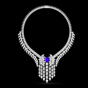 สร้อยคอจี้เงินแท้ประดับไพลินสีน้ำเงินหลวงและเพชรเลี้ยงในห้องปฏิบัติการ สำหรับงานแต่งงานและวันครบรอบ เครื่องประดับเจ้าสาวสุดหรู - Product Image 3