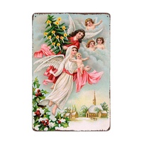 Plaque Métallique Vintage Personnalisée de Noël 8x12 Pouces, Décoration Murale Rétro Père Noël et Nativité, Affiche Métallique, Vente Directe Usine OEM pour Maison, Bar, Cadeau
