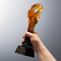 Verre cristal trophée Long Orange Brillant Dragon Année sculpture en trois dimensions marbre médaille cérémonie prix Haute couture
