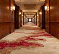 Moquette murale en polyester à boucles, lavable et résistante à l'usure, idéale pour les couloirs d'hôtel