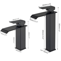 Robinet de lavabo cascade noir de luxe moderne, style européen, mitigeur de salle de bain à poignée unique