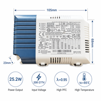 MEAN WELL LCM-25DA2 25W Driver LED à courant constant 180-277VAC DALI-2 Push DIM Sortie réglable pour éclairage intérieur