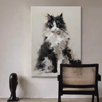 Peinture à l'huile abstraite d'animaux sur toile, faite à la main, sur mesure, encadrée sur châssis en bois, prête à accrocher, pour salon