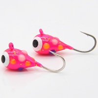 Têtes de jig en tungstène peintes à pois multicolores, forme ronde, sans plomb, pour la pêche sur glace, vente en gros, taille personnalisable