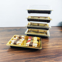 Boîtes à sushi à emporter, forme rectangulaire, en PET jetable, barquette de qualité alimentaire avec couvercles - Contenants à emporter