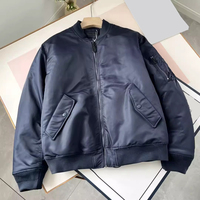 Blouson Bomber Homme Personnalisé Hiver Zippé Col Montant en Satin Écologique Réversible Rembourré Matelassé Thermique Coupe-Vent