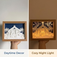 Lampe artisanale en papier multicouche creuse personnalisée, scène de la Nativité, décoration de Noël pour la maison, CE RoHS
