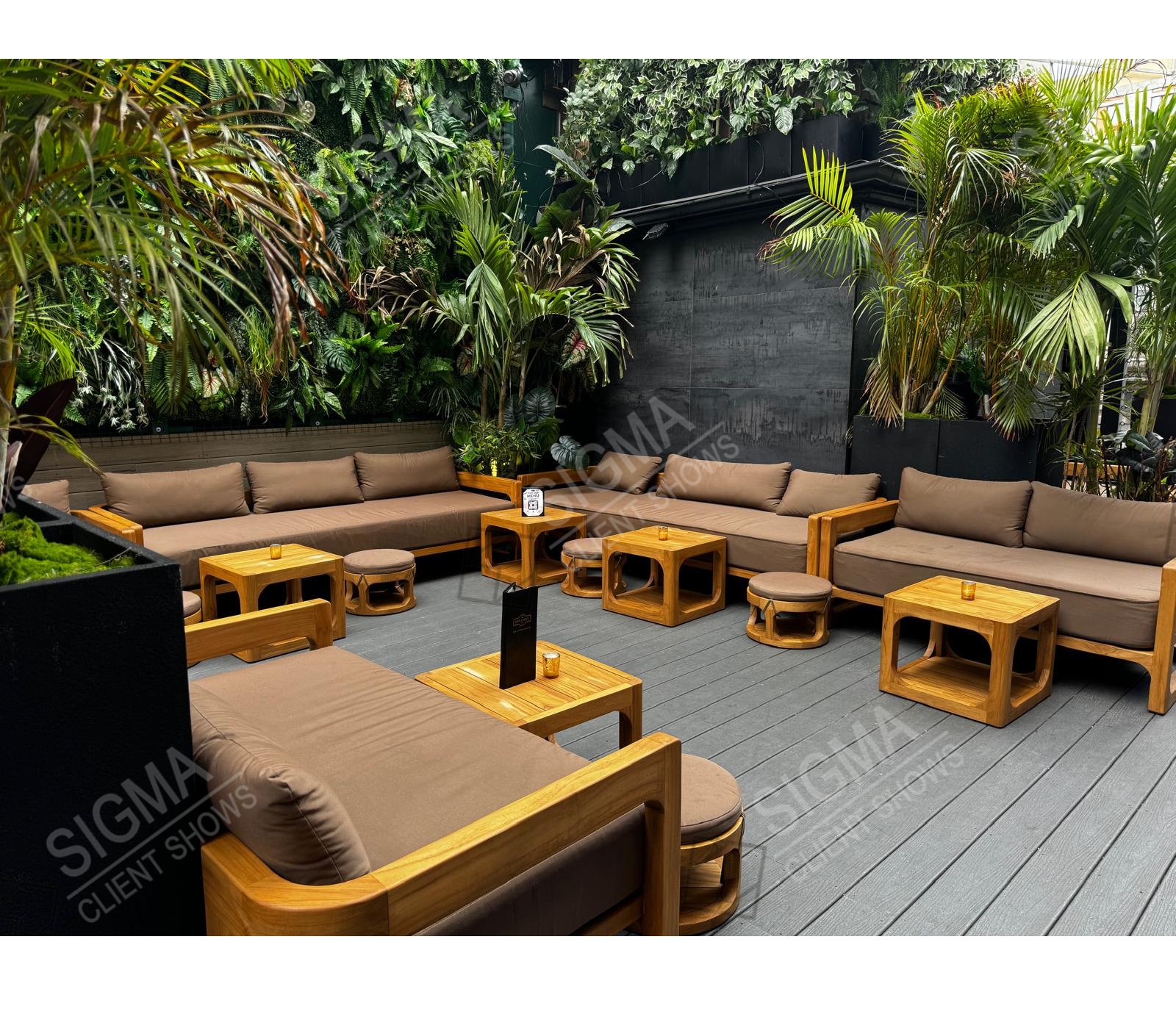 Wooden Outdoor Garden Sofa Sets Customized Outdoor Teak Sofa Curved Modular Sofa Swivel Chair Living Room