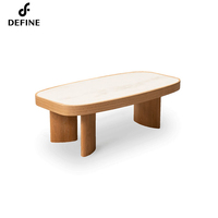 Nordique Moderne Minimaliste Centre Table Rectangle En Bois Et Pierre Top Thé Table Basse Hôtel Salon Meubles