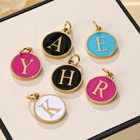 Yiwu Aceon acier inoxydable or 18 carats fabrication de bijoux à bricoler soi-même police personnalisée en relief Mini disque initiale émail coloré lettre ronde breloque