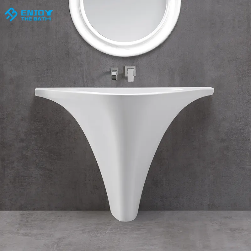 Luxury Hotel Italian Unique design white marble pedestal wash basin bathroom sinks