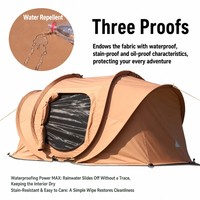 Tente de camping pop-up en toile, abri cabane, installation rapide, tente extérieure pour 3-4 personnes, pour le camping, la plage, la randonnée