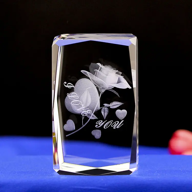 2021 personalizado Rosa De Cristal 3d Laser Engraving Cristal Presentes Do Dia Dos Namorados