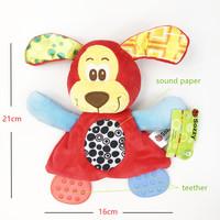 Jollybaby Haute qualité chien singe lion éléphant animal apaisant bébé couverture en peluche sécurité bébé couverture avec teehter