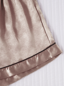 <span class=keywords><strong>Pigiama</strong></span> Corto Marrone Chiaro all'Ingrosso, Semplice Tinta Unita con Colletto, <span class=keywords><strong>Pigiama</strong></span> da <span class=keywords><strong>Donna</strong></span> con Elastico in Vita e Decorazione a Fiocco - Product Image 4