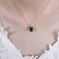 Collier à plusieurs rangs en acier inoxydable vert émeraude perlé avec pendentif solitaire en cristal taille baguette, plaqué or 18 carats, bijoux inaltérables