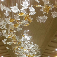 Lampu gantung LED besar kustom lampu gantung Modern lobi Hotel vila dekorasi pita lampu desain daun bahan baja Restoran