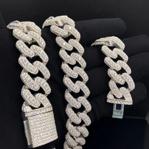 Collier chaîne cubaine inspiré des designers pour hommes, serti de diamants de laboratoire, plaqué or 14 carats, bijoux de luxe hip-hop pour usage quotidien - Product Image 3
