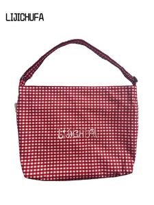 Large Capacity Lattice Striped <b>Tote</b> <b>Bag</b> Lattice Geometric Striped Cotton Floral Shopping <b>Bag</b> Shoulder <b>Bag</b> - Product Image 6