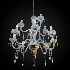 LEDA Wedding Hall <b>Crystal</b> <b>Chandelier</b> - Silver Luxury SAA Approved Pendant <b>Light</b> - Product Image 1