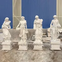 QUYANG Dekorasi Taman Patung Dewi, Patung Dewi Ukuran Luar Ruangan Putih Marmer Wanita Yunani Batu Empat Musim