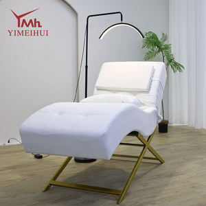 เตียงนวดหน้าสปาขนกำมะหยี่สีขาวโค้งหรูหราสำหรับร้านเสริมสวย - Product Image 2