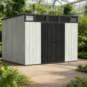 Abri de <span class=keywords><strong>jardin</strong></span> extérieur en acier allié 11x12,5 pieds avec porte verrouillable, portable pour patio, solution de rangement gris foncé - Product Image 1