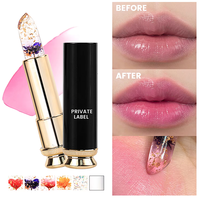 Rouge à lèvres hydratant revitalisant à la fleur séchée et feuille d'or, changeant de couleur selon la température, personnalisable OEM, marque privée