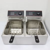 Friteuse électrique commerciale de comptoir 12L à double panier en acier inoxydable, idéale pour les restaurants et les hôtels