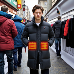 Veste chauffante décontractée pour homme, imperméable, à fermeture éclair, avec auto-chauffage et changement de couleur réactif, pour massage corporel - Product Image 3