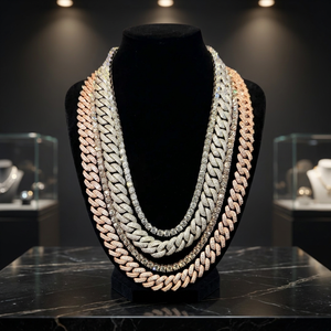 Collier chaîne cubaine en argent 925 avec moissanite, style hip-hop, robuste et serti de pierres, pour hommes et femmes - Product Image 2