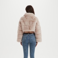 Veste Courte d'Hiver en Fausse Fourrure Épaisse pour Femme avec Fermeture Éclair, Col en Fourrure, Manteau Chaud et Tendance – Vente en Gros