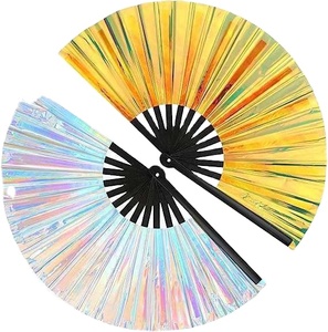 พัดมือพับได้ลายกลิตเตอร์สะท้อนแสงหลากสี สำหรับงานปาร์ตี้และเครื่องประดับชุดแต่งกาย - Product Image 1
