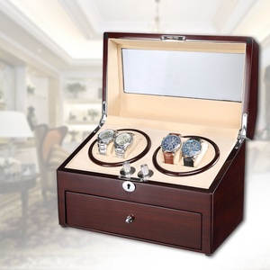 Handmade Sang Trọng Lớn Acrylic Cửa Sổ Bằng Gỗ Xem Winder Hộp Đôi 4 + 5 Xem Bảo Vệ Lưu Trữ Với Ngăn Kéo Cho Nam Giới - Product Image 1