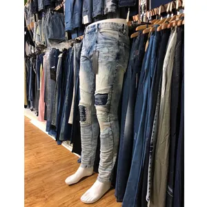 GZY Mens Stretchy Ripped Skinny Jeans logo Taped Fit Denim Pants best quality wholesale denim pants made in Bangladesh
